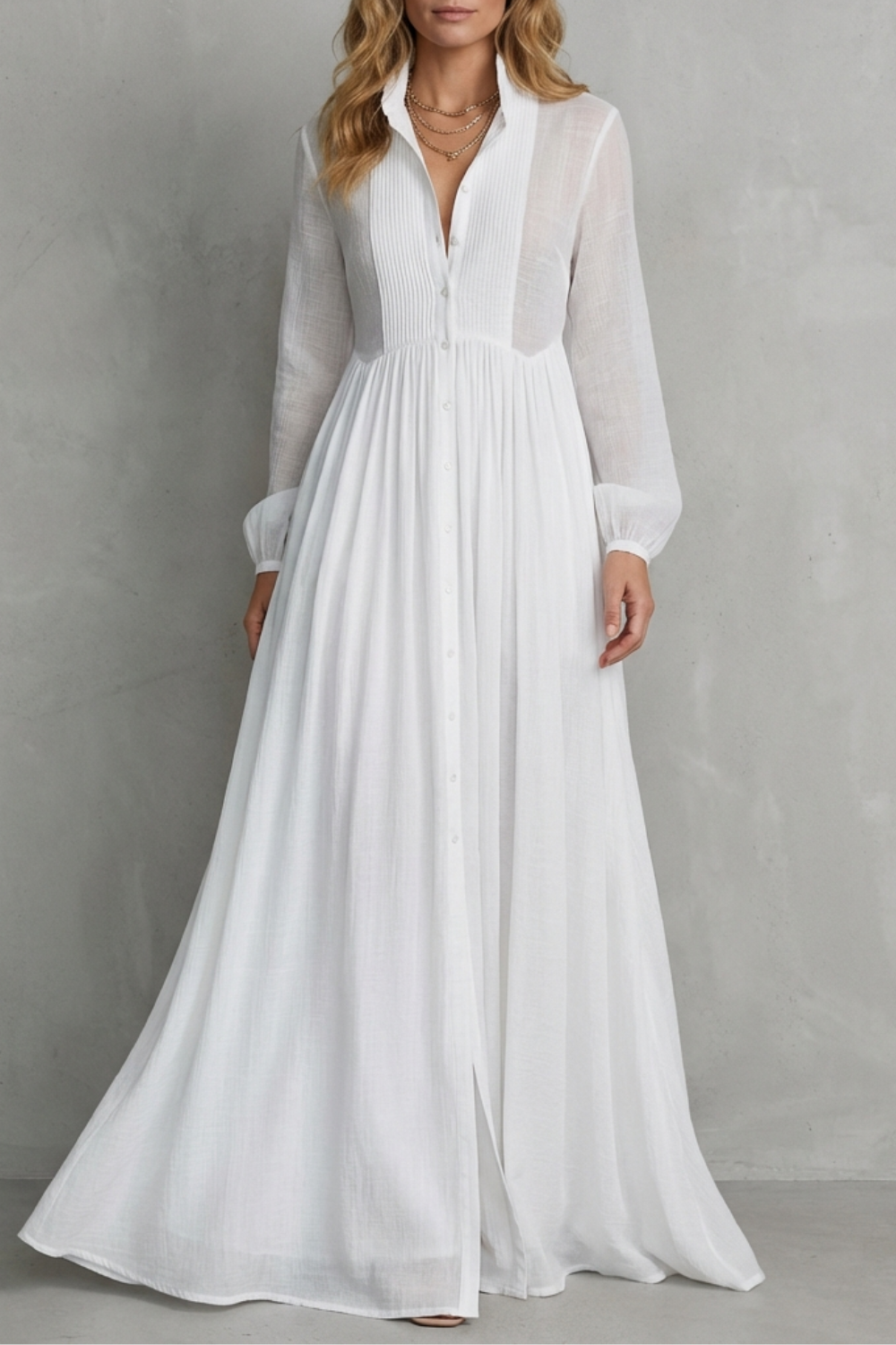 Élodie – French-Inspired Long Pleated Dress – Effortless Holiday Elegance-10494058299735-OLVIA ROSE LONDON