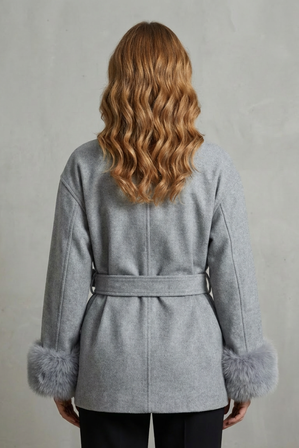 Elodie – Luxe Woolen Coat with Faux Fur Cuffs & Belted Wrap Design-10508127469911-OLVIA ROSE LONDON