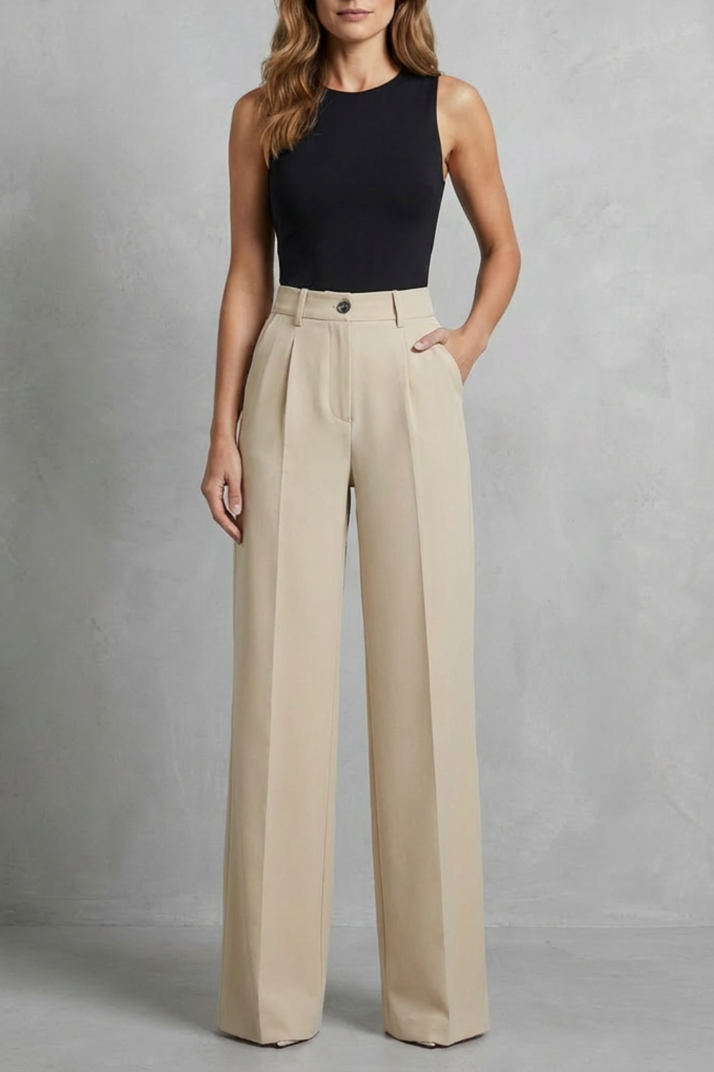 Elozane – Tailored pleats – High-waist wide-leg trousers-10507987943767-OLVIA ROSE LONDON