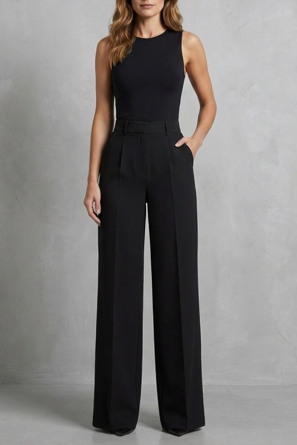 Elozane – Tailored pleats – High-waist wide-leg trousers-10507987943767-OLVIA ROSE LONDON