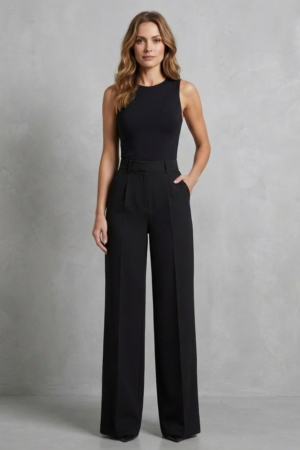 Elozane – Tailored pleats – High-waist wide-leg trousers-10507987943767-OLVIA ROSE LONDON