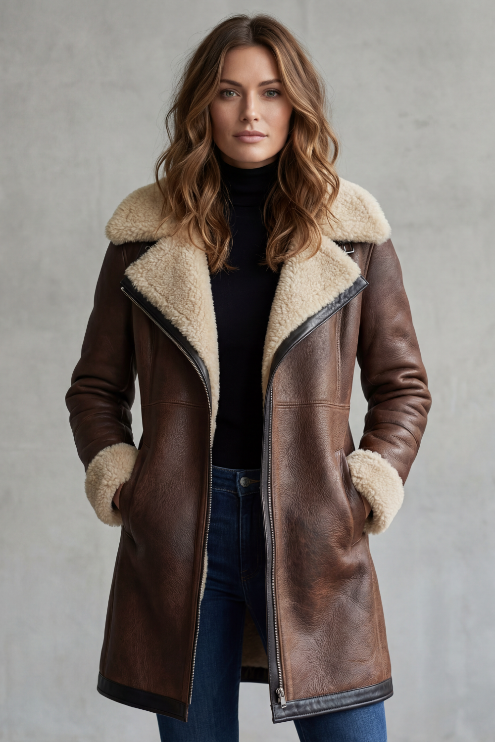 Everlyn – Shearling-lined elegance – leather coat-10482669125975-OLVIA ROSE LONDON