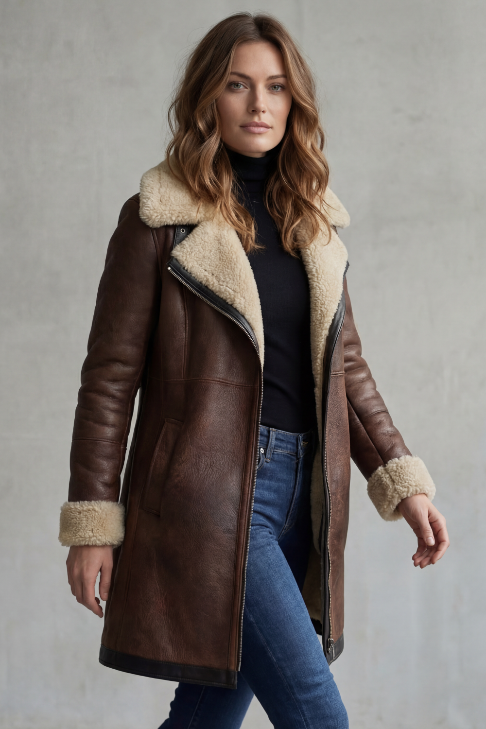 Everlyn – Shearling-lined elegance – leather coat-10482669125975-OLVIA ROSE LONDON