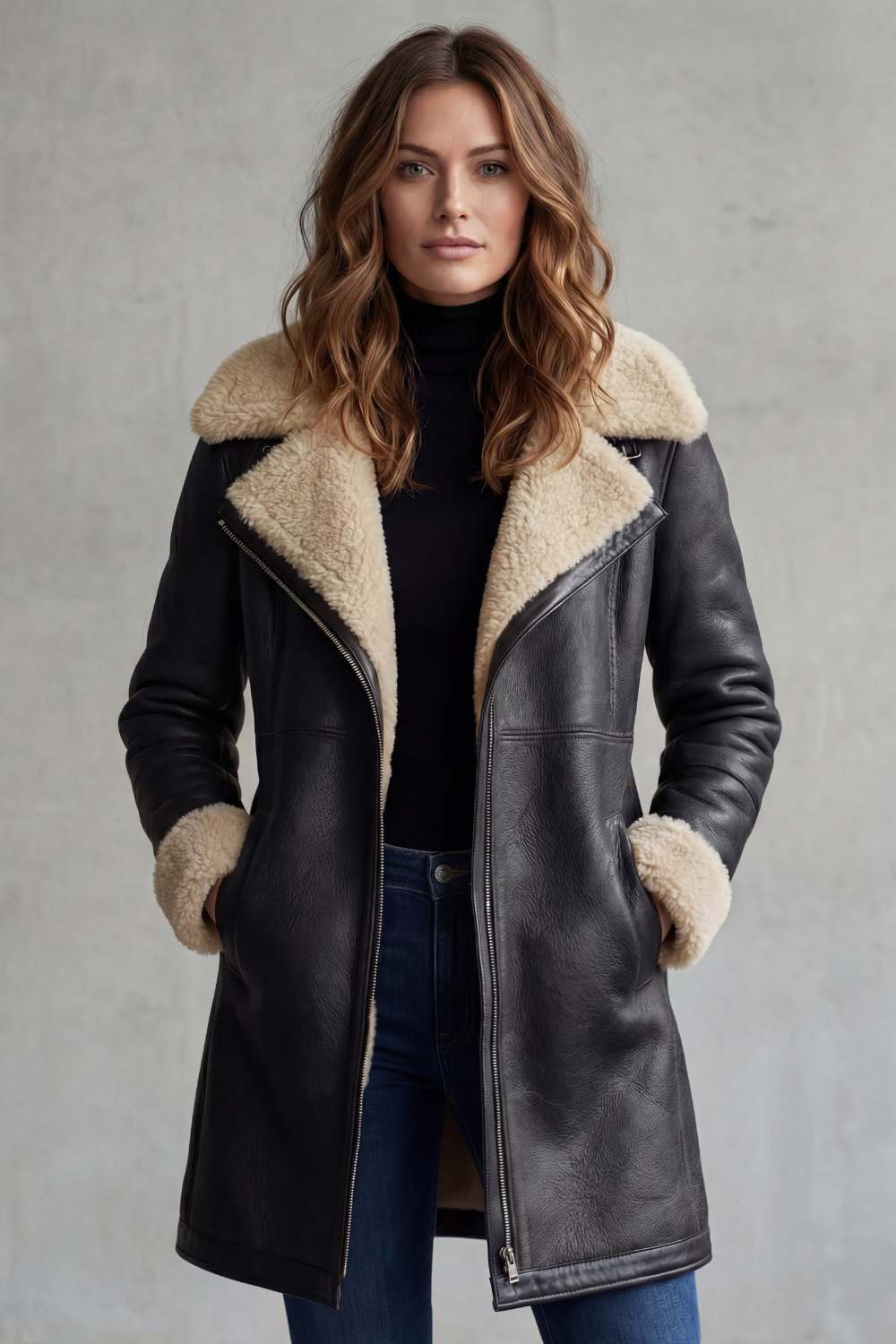 Everlyn – Shearling-lined elegance – leather coat-10482669125975-OLVIA ROSE LONDON