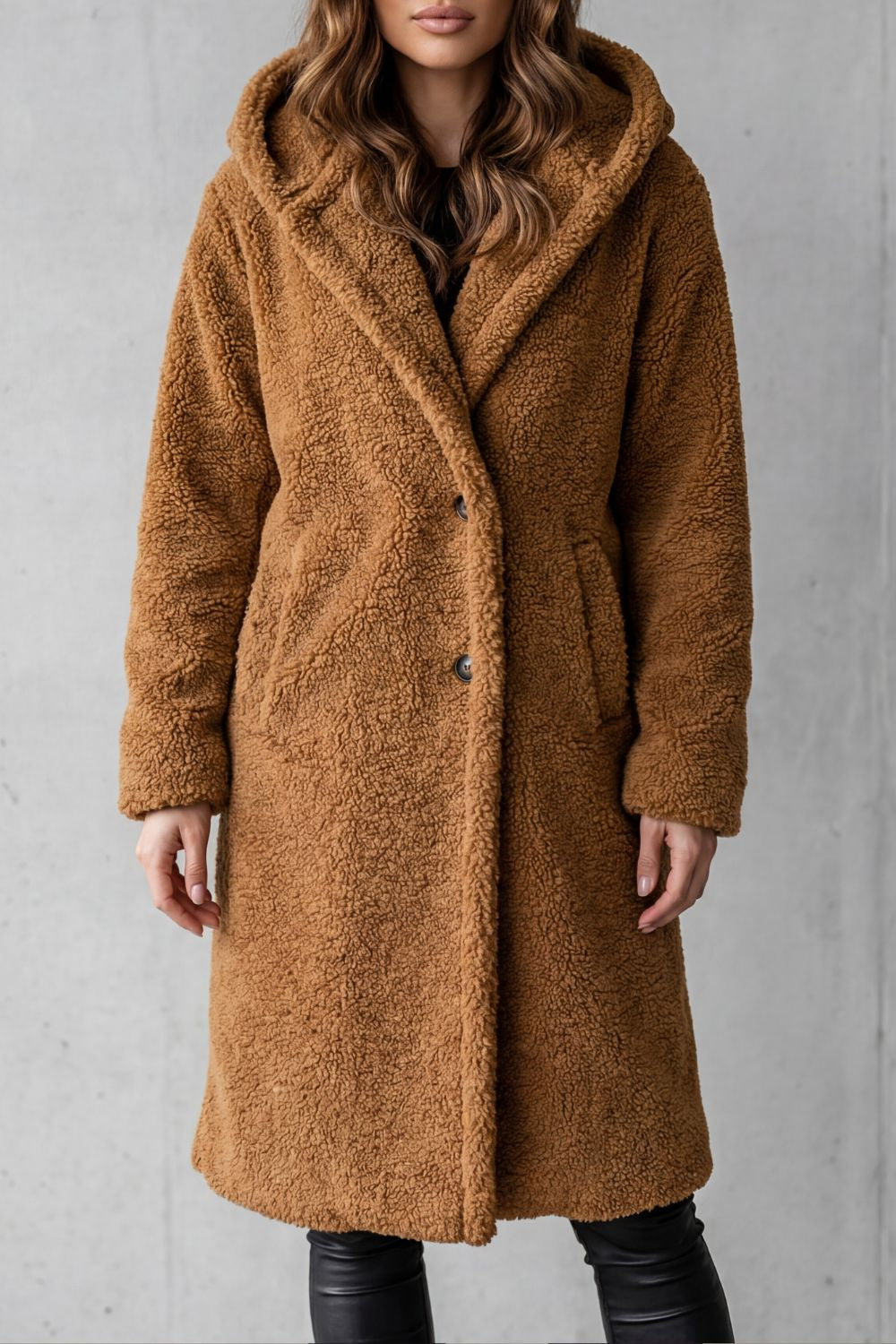 Fioranta – Plush hooded design – Long teddy coat-10469801197911-OLVIA ROSE LONDON