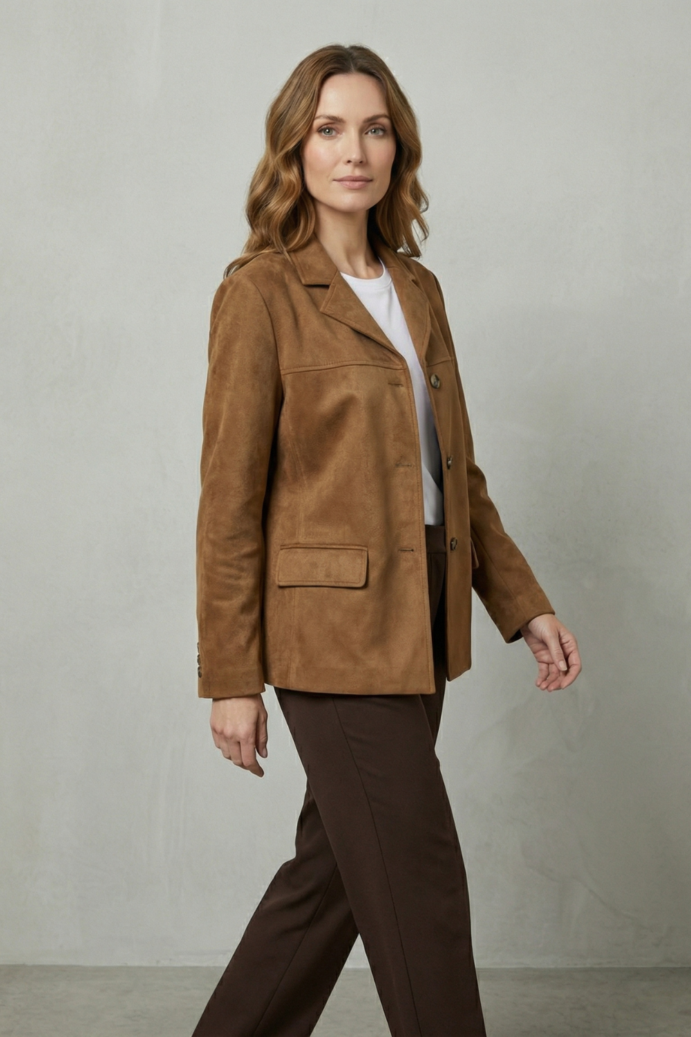 Giulietta – Structured shoulders – Suede blazer-10427606171991-OLVIA ROSE LONDON