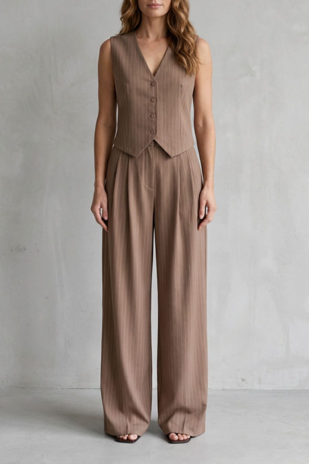 Isadora – Pinstripe Vest Suit Set – Modern Vintage Edge-10510602207575-OLVIA ROSE LONDON