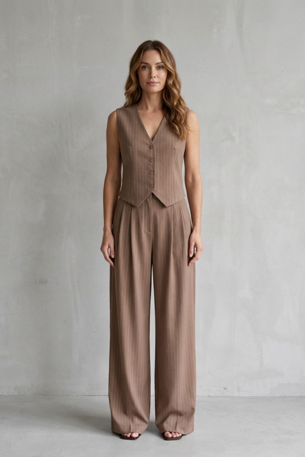 Isadora – Pinstripe Vest Suit Set – Modern Vintage Edge-10510602207575-OLVIA ROSE LONDON