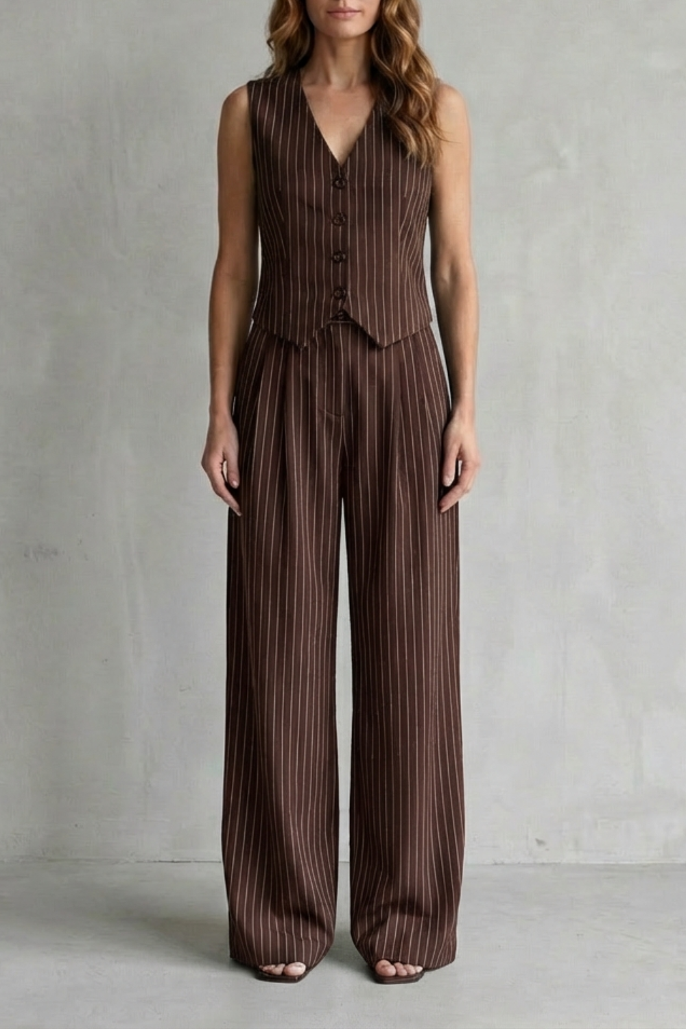 Isadora – Pinstripe Vest Suit Set – Modern Vintage Edge-10510602207575-OLVIA ROSE LONDON