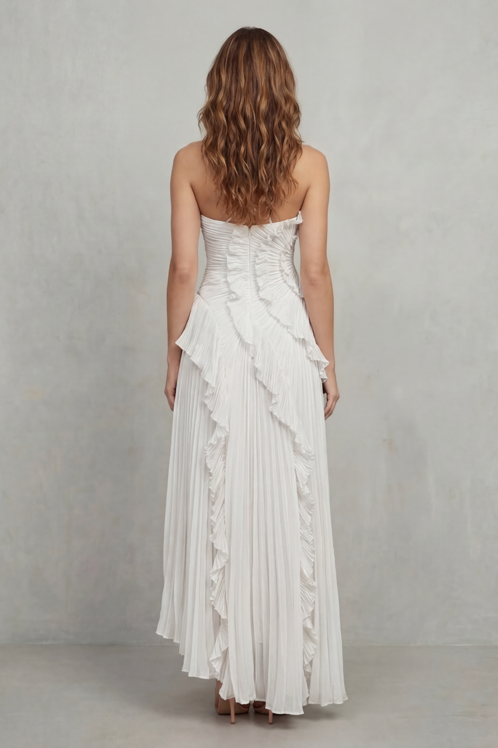 Lavirea – Sculpted pleats – One-shoulder midi dress-10488081252695-OLVIA ROSE LONDON