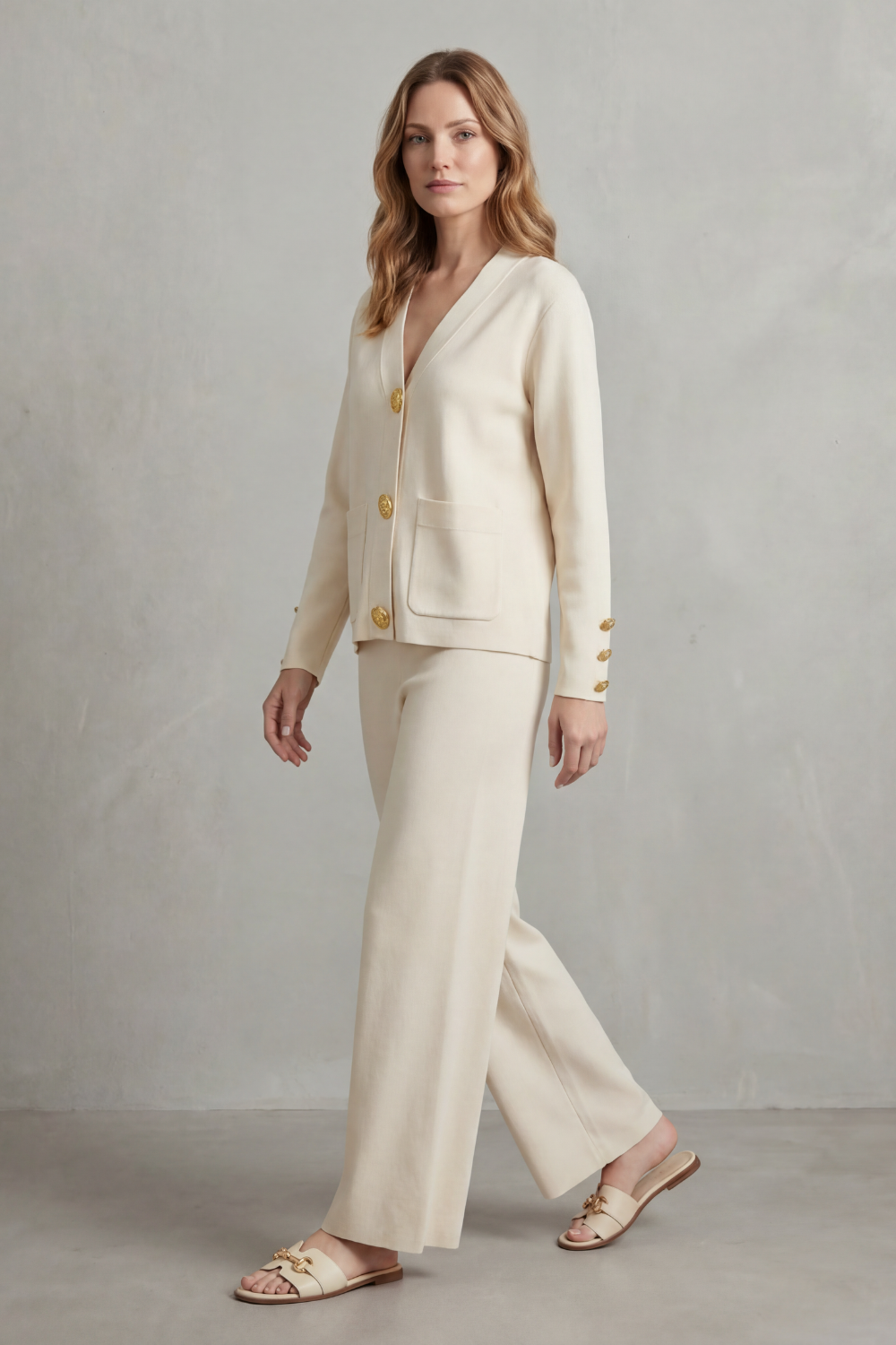 Livia – Gold button detail – Buttoned lounge set-10490773799255-OLVIA ROSE LONDON