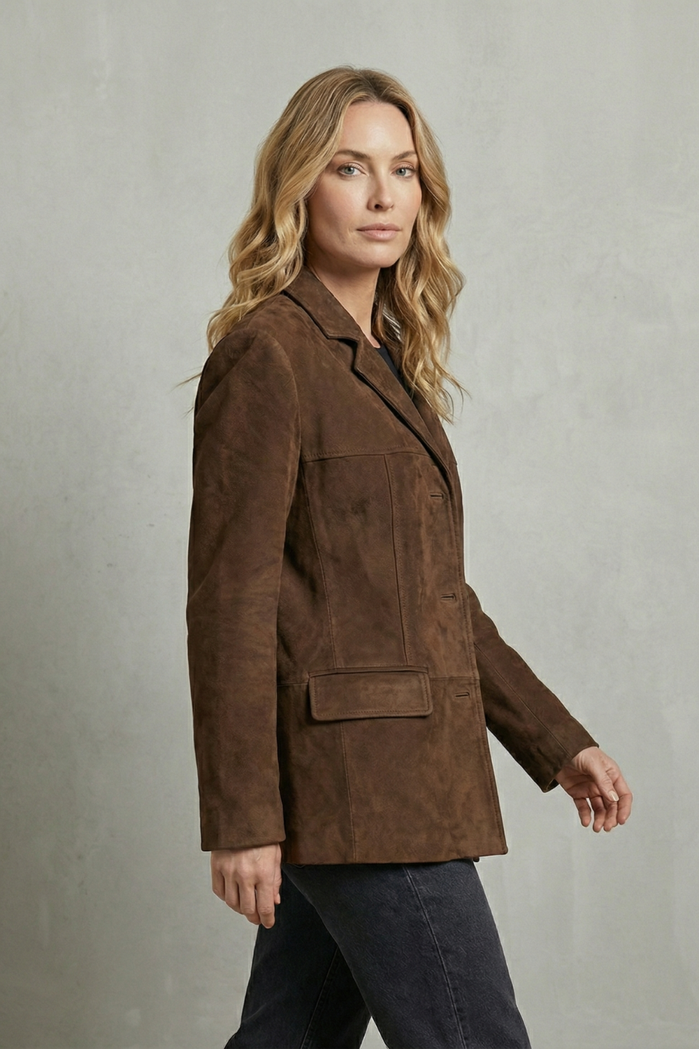 Lorenza – Structured shoulders – Suede blazer-10427606335831-OLVIA ROSE LONDON