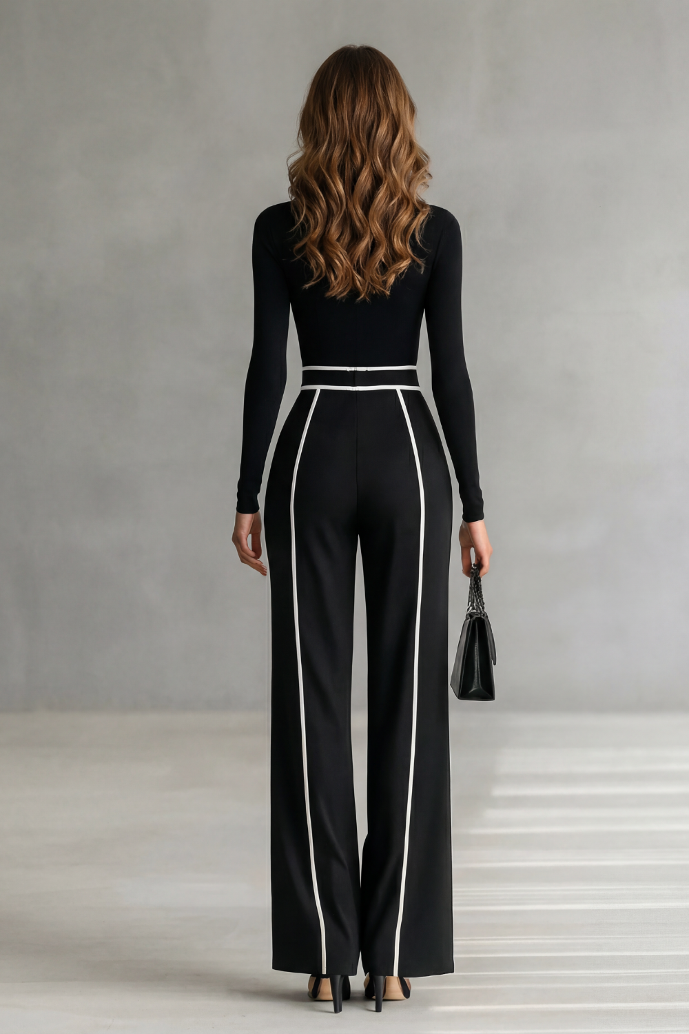 Lunaira – Contrast piping detail – High-neck jumpsuit-10434813133143-OLVIA ROSE LONDON