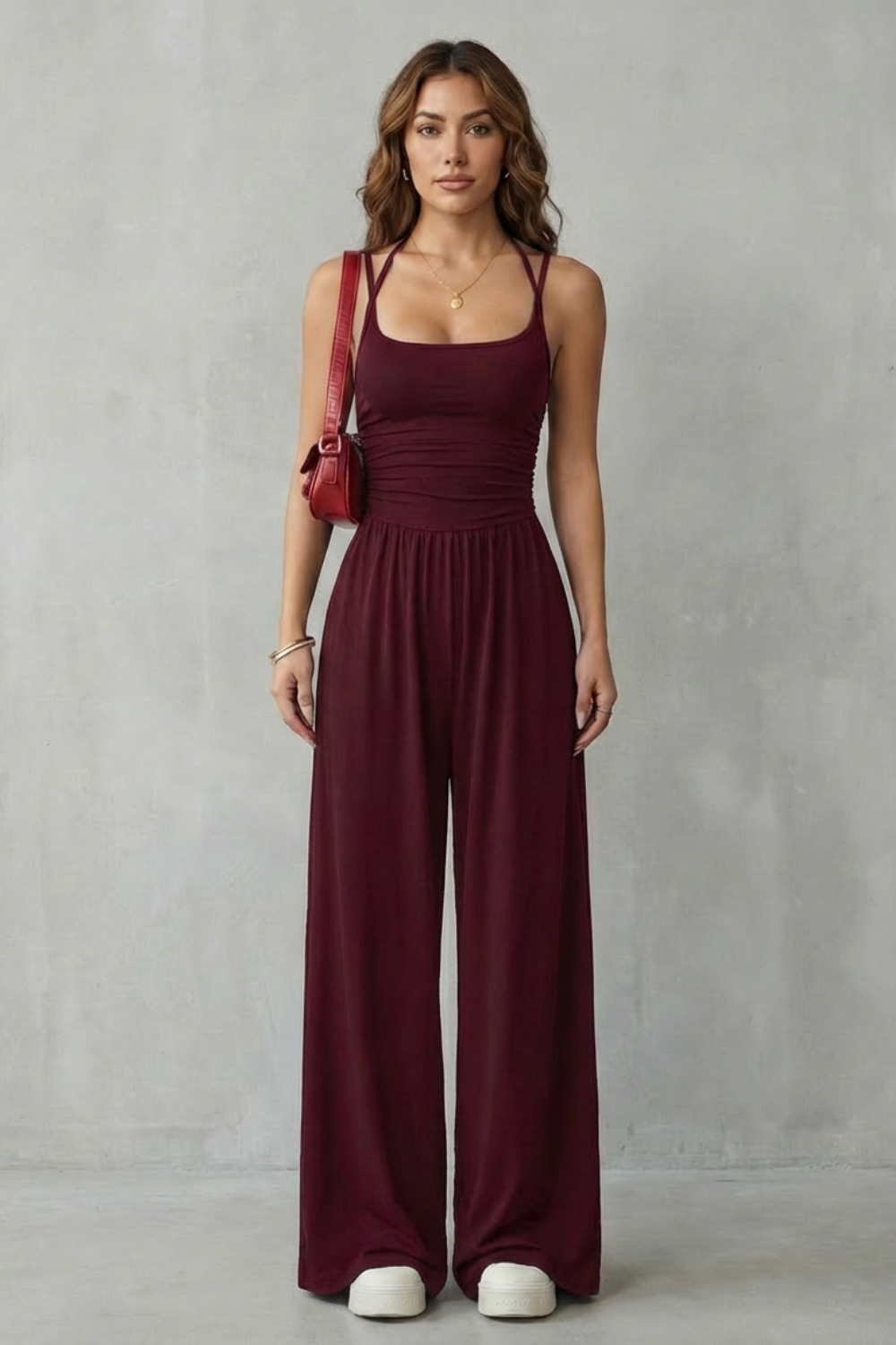 Lunarra – Double strap fit – Wide-leg jumpsuit-10510237008215-OLVIA ROSE LONDON