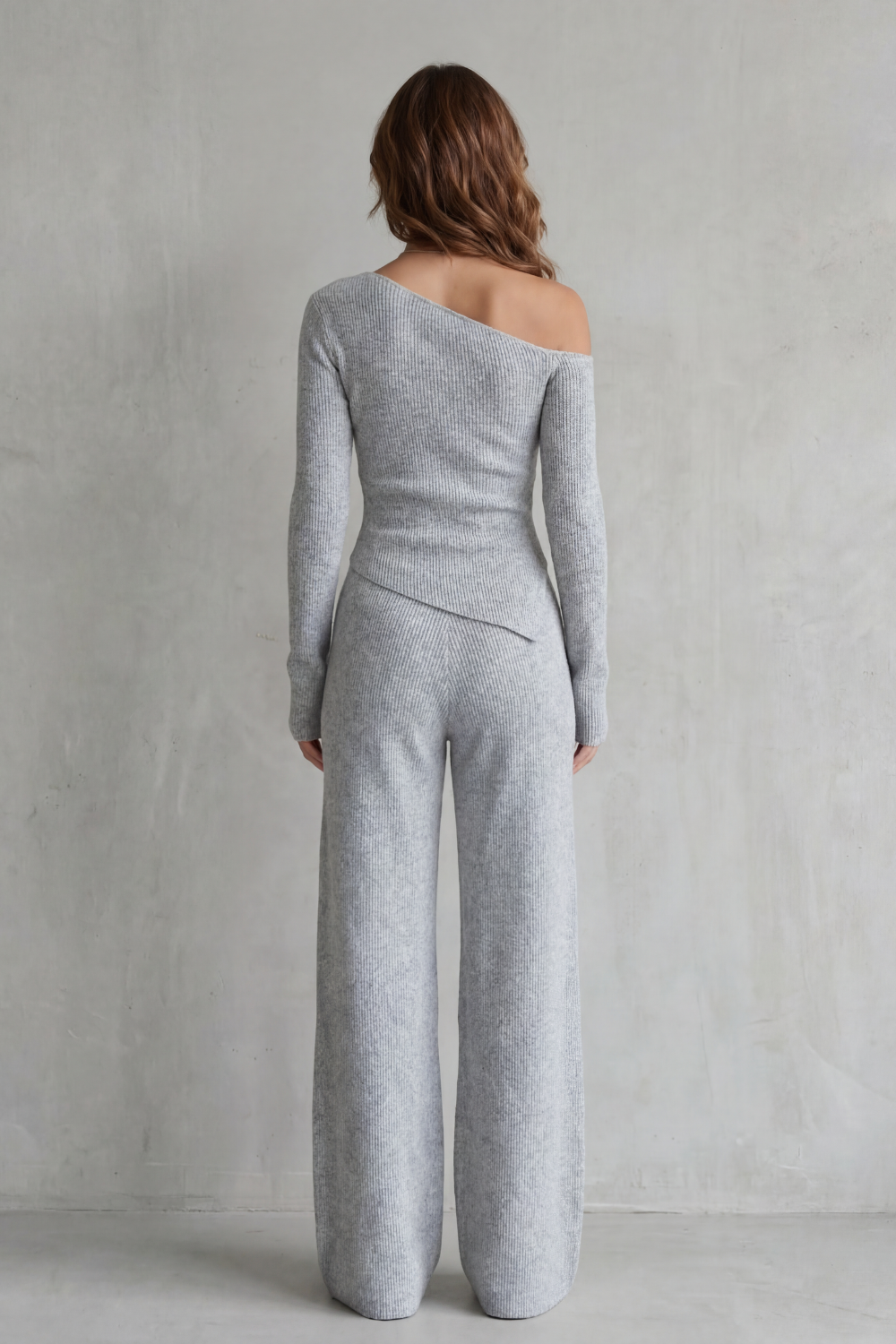 Lunavie – Asymmetric neckline – Knit lounge set-10494038344023-OLVIA ROSE LONDON