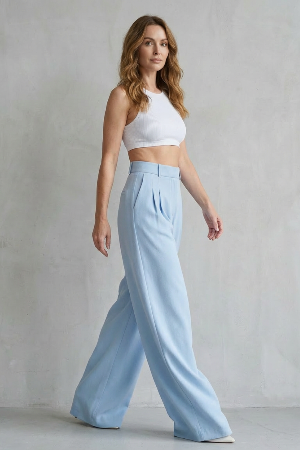 Lunévia – Flowing drape – Wide-leg tailored trousers-10507975622999-OLVIA ROSE LONDON