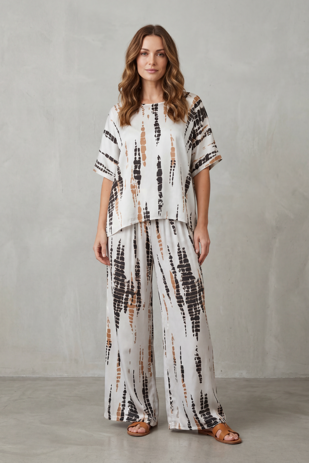 Marie – Abstract Print Detail – Wide-Leg Lounge Set-10490775208279-OLVIA ROSE LONDON
