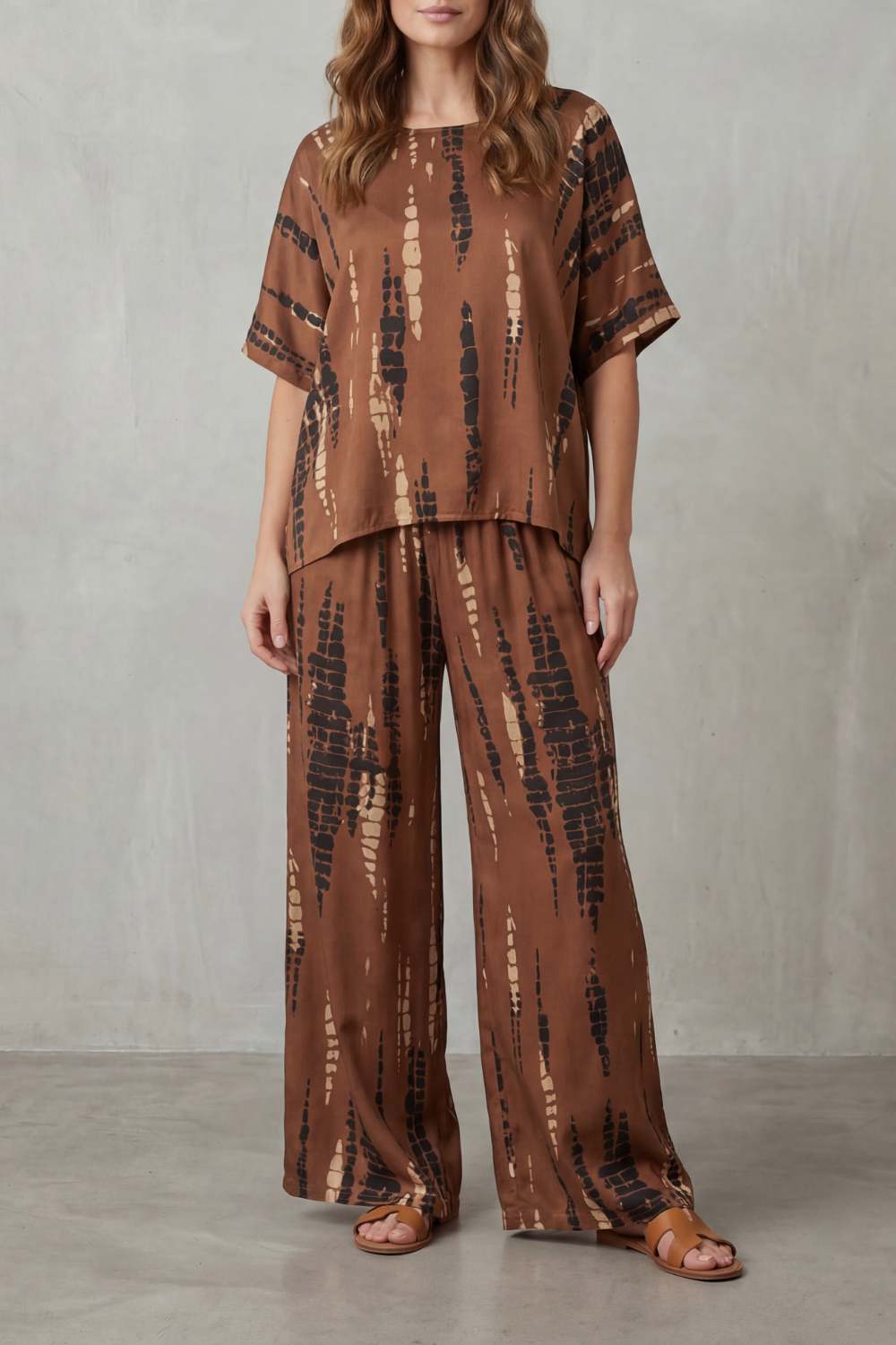 Marie – Abstract Print Detail – Wide-Leg Lounge Set-10490775208279-OLVIA ROSE LONDON