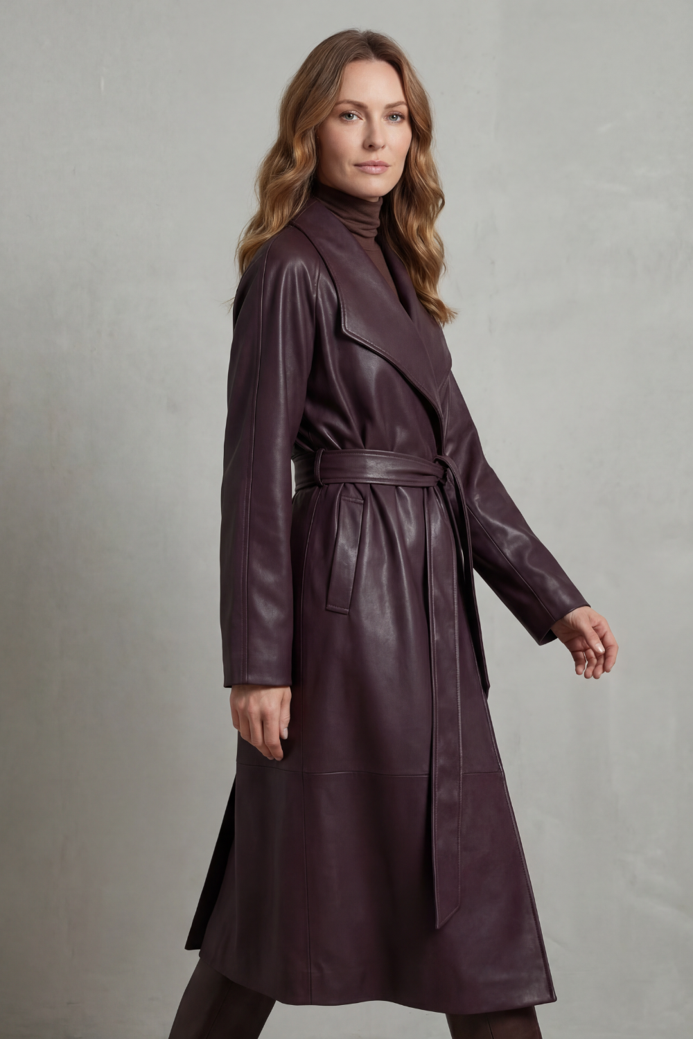 Marzienne – Waist-cinching silhouette – Faux leather trench coat-10482610504023-OLVIA ROSE LONDON