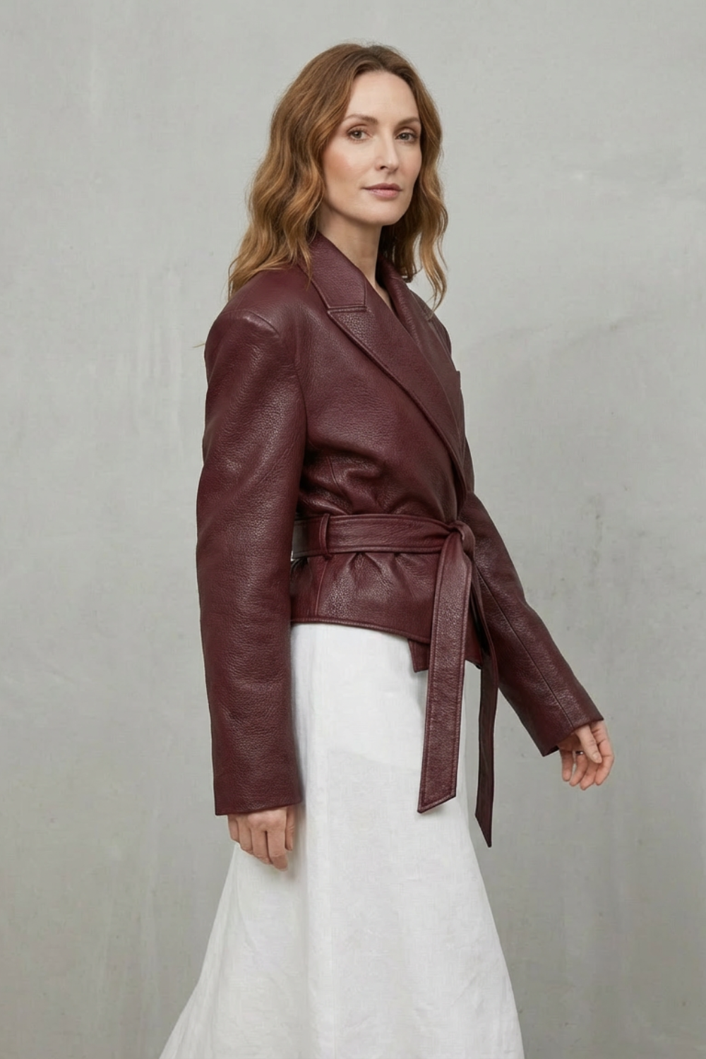 Mirella – Faux Leather Belted Blazer – Sculpted Modern Jacket-10494046568791-OLVIA ROSE LONDON