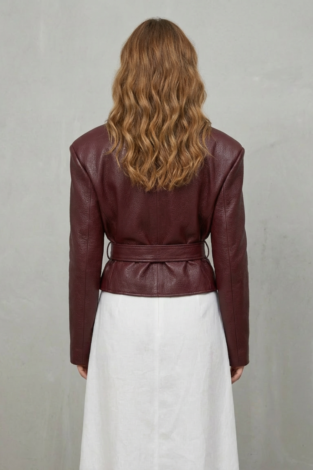 Mirella – Faux Leather Belted Blazer – Sculpted Modern Jacket-10494046568791-OLVIA ROSE LONDON