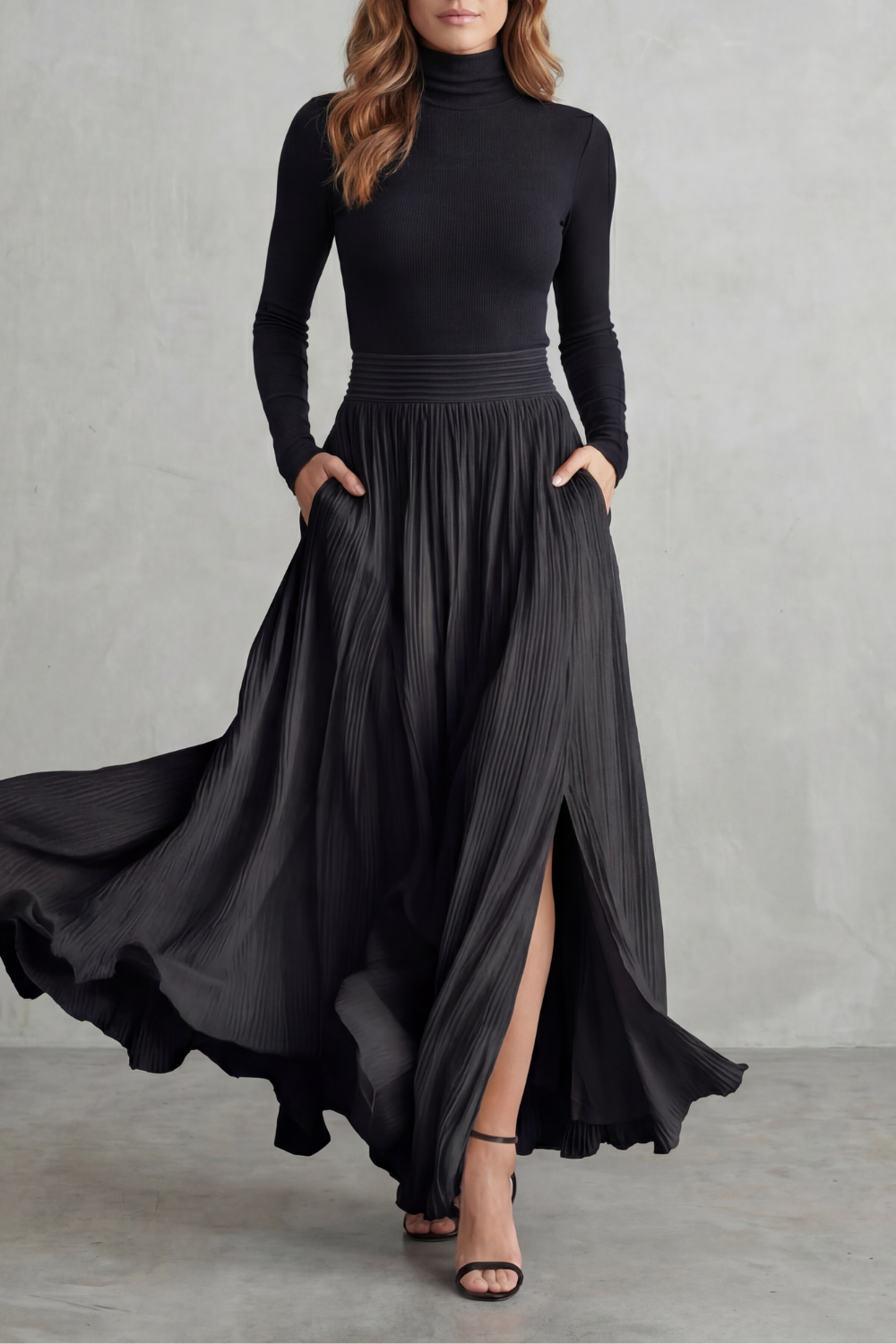 Neravelle – Pleated flow silhouette – Two-piece turtleneck set-10434809364823-OLVIA ROSE LONDON