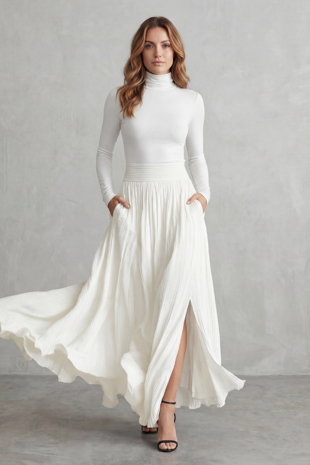 Neravelle – Pleated flow silhouette – Two-piece turtleneck set-10434809364823-OLVIA ROSE LONDON