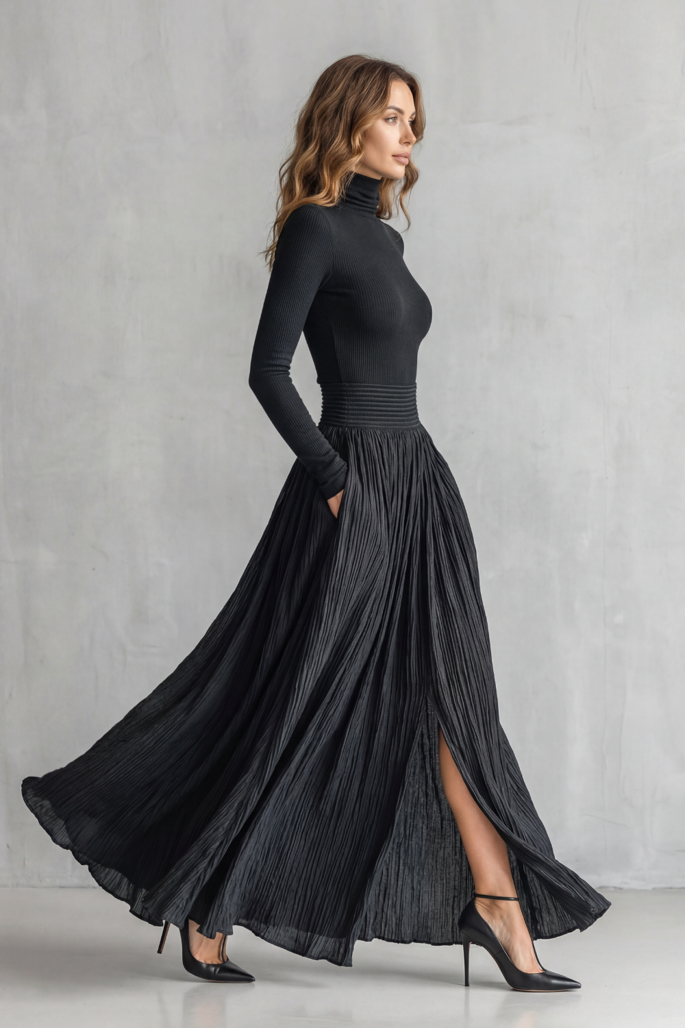 Neravelle – Pleated flow silhouette – Two-piece turtleneck set-10434809364823-OLVIA ROSE LONDON