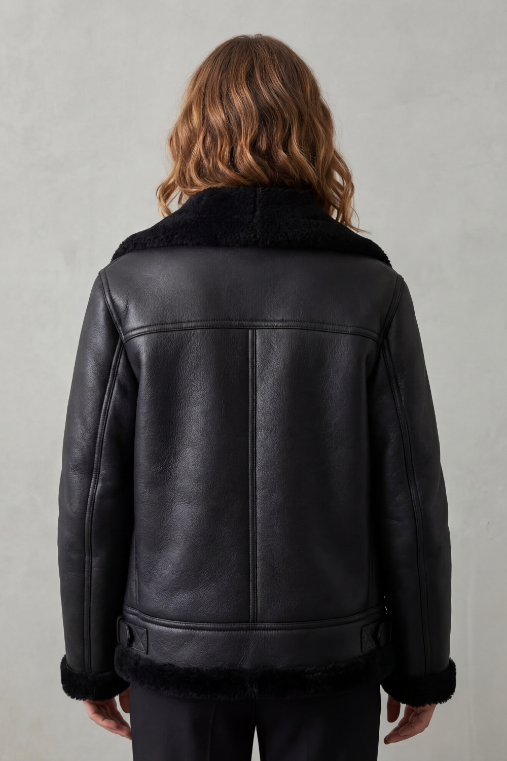 Noirellé – Asymmetric zip – Shearling biker jacket-10482498142551-OLVIA ROSE LONDON