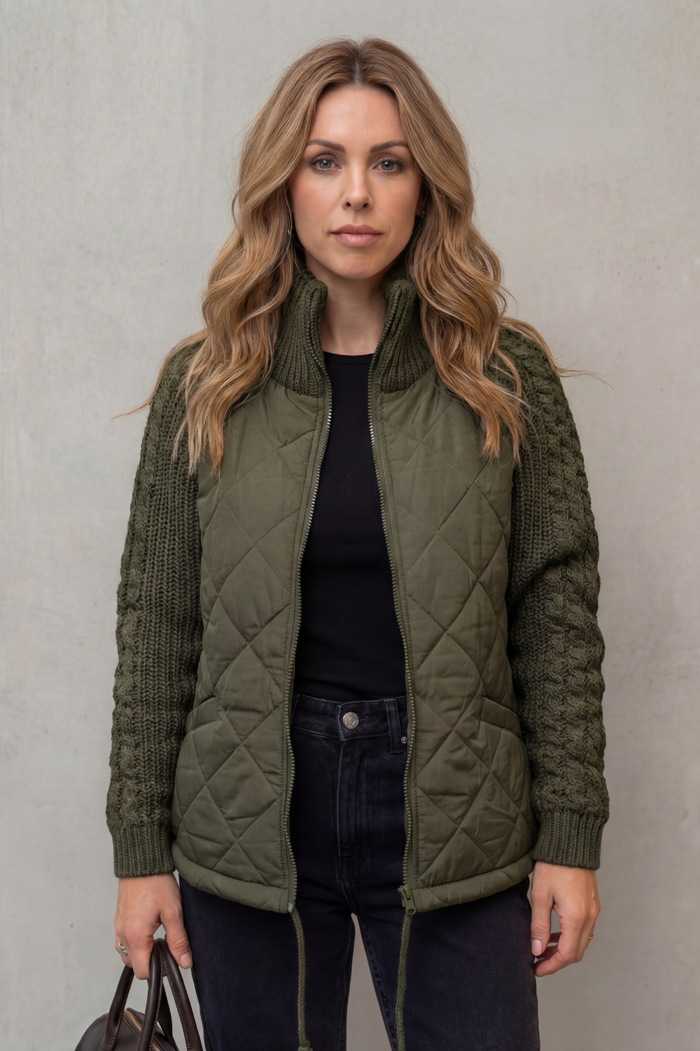 Norcetta – Textured knit detail – Quilted puffer jacket-10469896716631-OLVIA ROSE LONDON