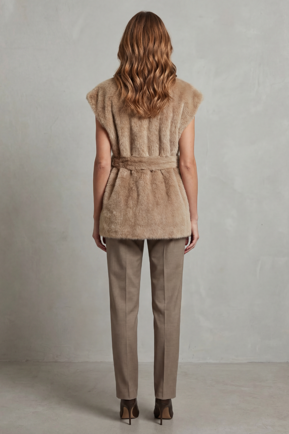 Quinn – Belted Faux Fur Longline Gilet-10490774946135-OLVIA ROSE LONDON