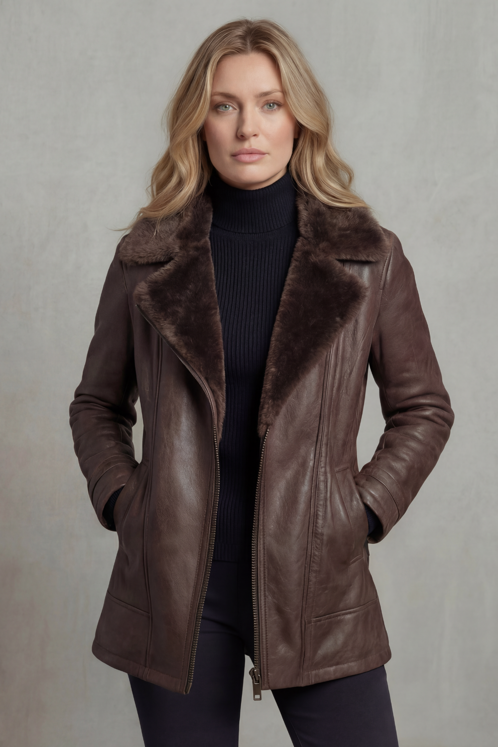 Ravella – Shearling-lined elegance – Leather jacket-10476859523415-OLVIA ROSE LONDON