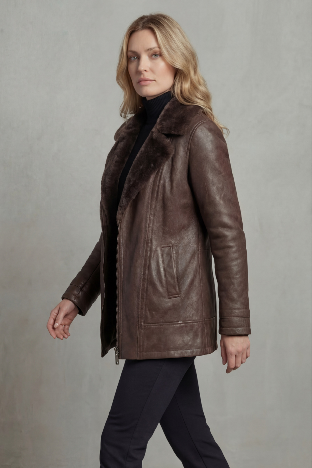 Ravella – Shearling-lined elegance – Leather jacket-10476859523415-OLVIA ROSE LONDON