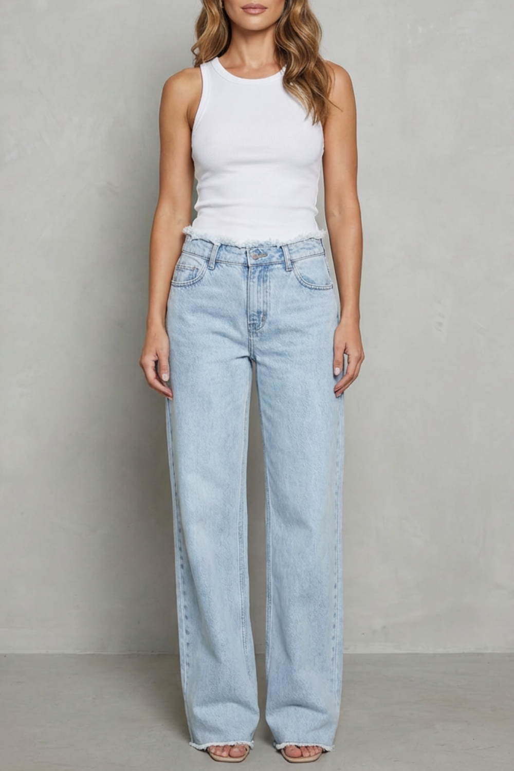 Rivazza – Raw hem detail – High-waist wide-leg jeans-10507979784535-OLVIA ROSE LONDON