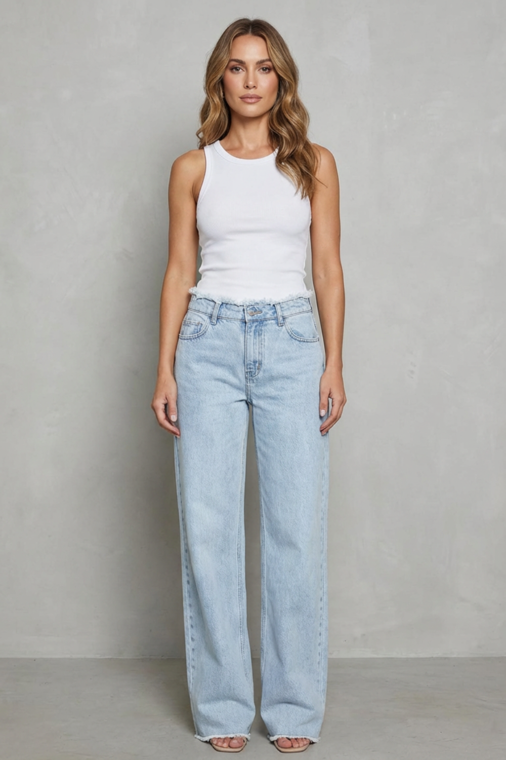 Rivazza – Raw hem detail – High-waist wide-leg jeans-10507979784535-OLVIA ROSE LONDON