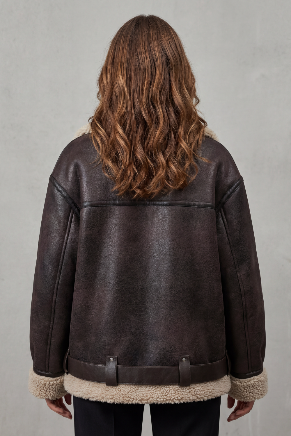 Rouxvelle – Belted shearling trim – Aviator coat-10482624364887-OLVIA ROSE LONDON