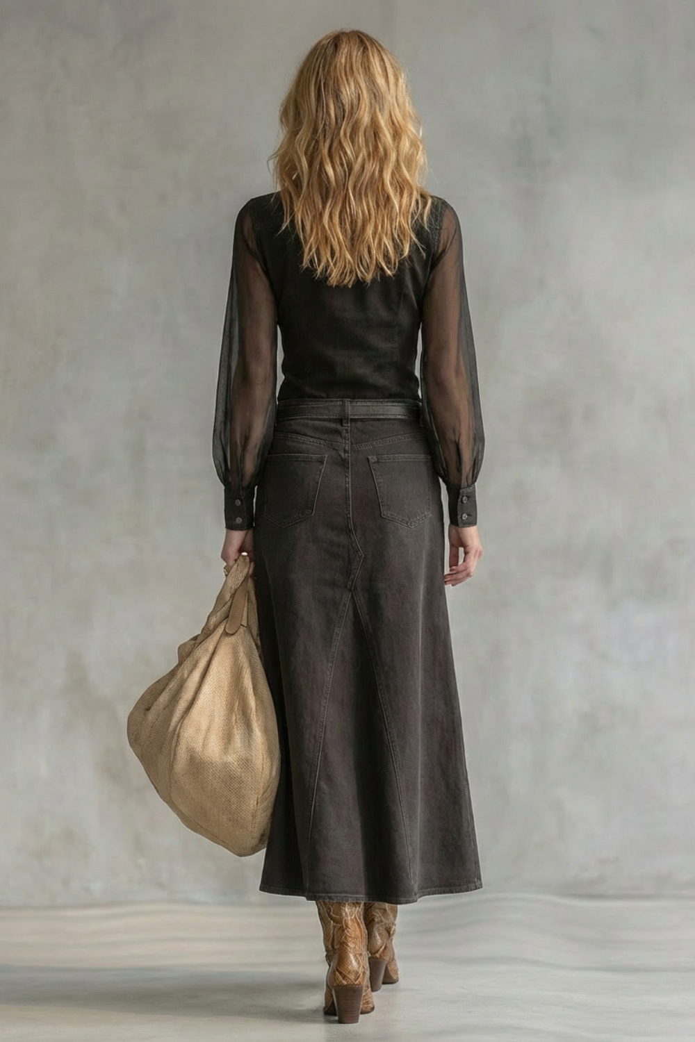 Savannah – Sheer Sleeve Denim Shirt Dress – Western-Chic Statement-10494058201431-OLVIA ROSE LONDON