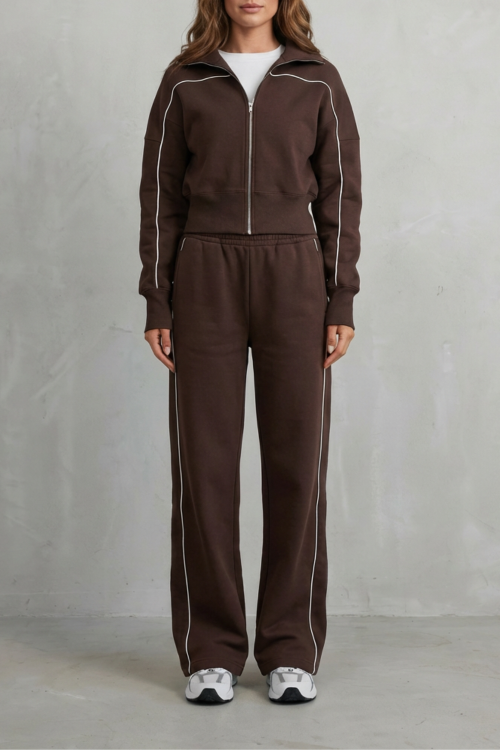 Savina – Urban Edge Piped Zip Jacket & Wide-Leg Pants Set-10508125569367-OLVIA ROSE LONDON