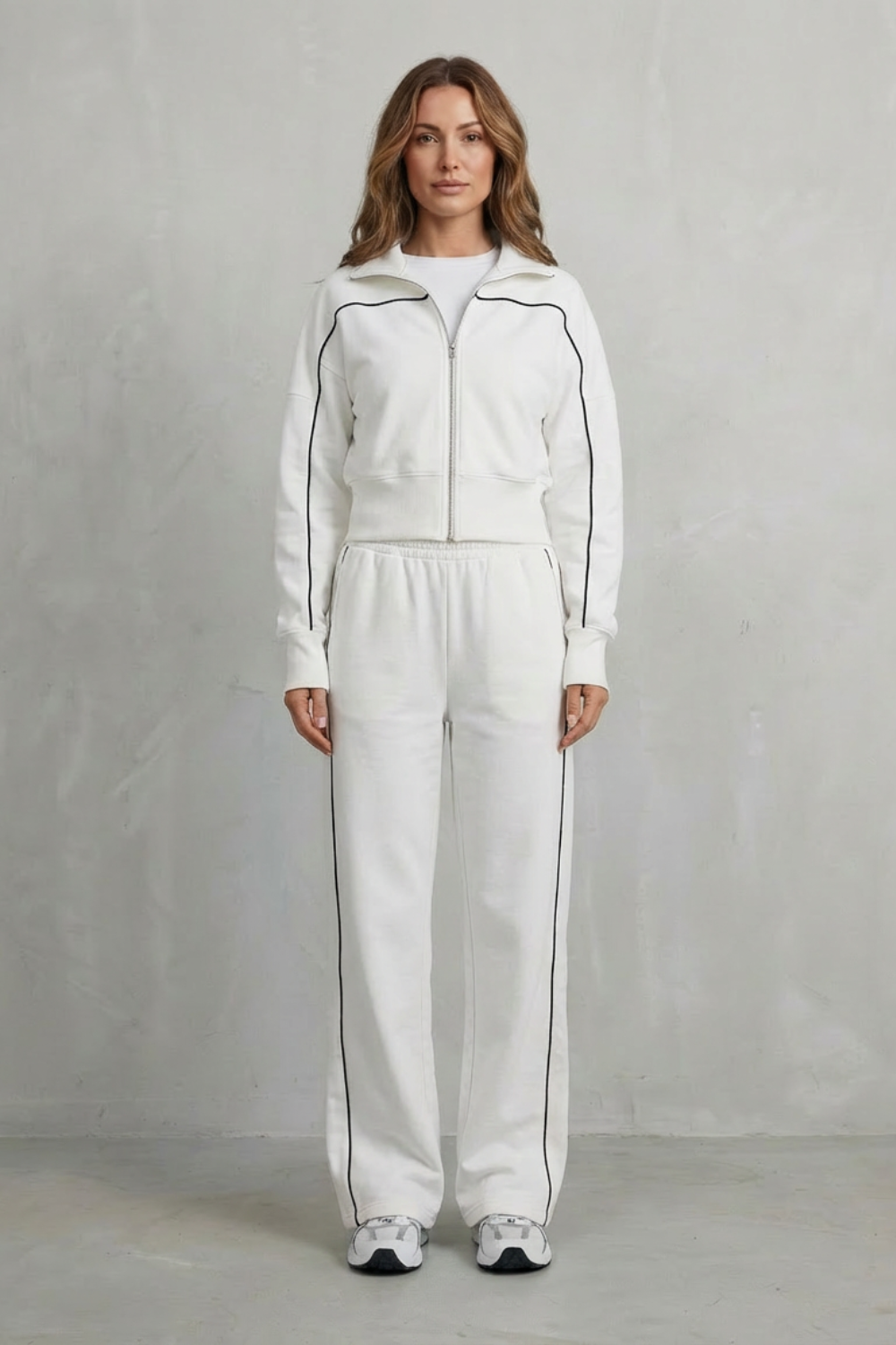 Savina – Urban Edge Piped Zip Jacket & Wide-Leg Pants Set-10508125569367-OLVIA ROSE LONDON