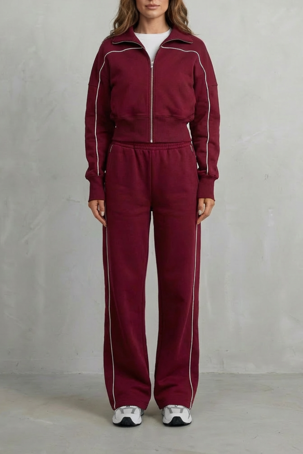 Savina – Urban Edge Piped Zip Jacket & Wide-Leg Pants Set-10508125569367-OLVIA ROSE LONDON