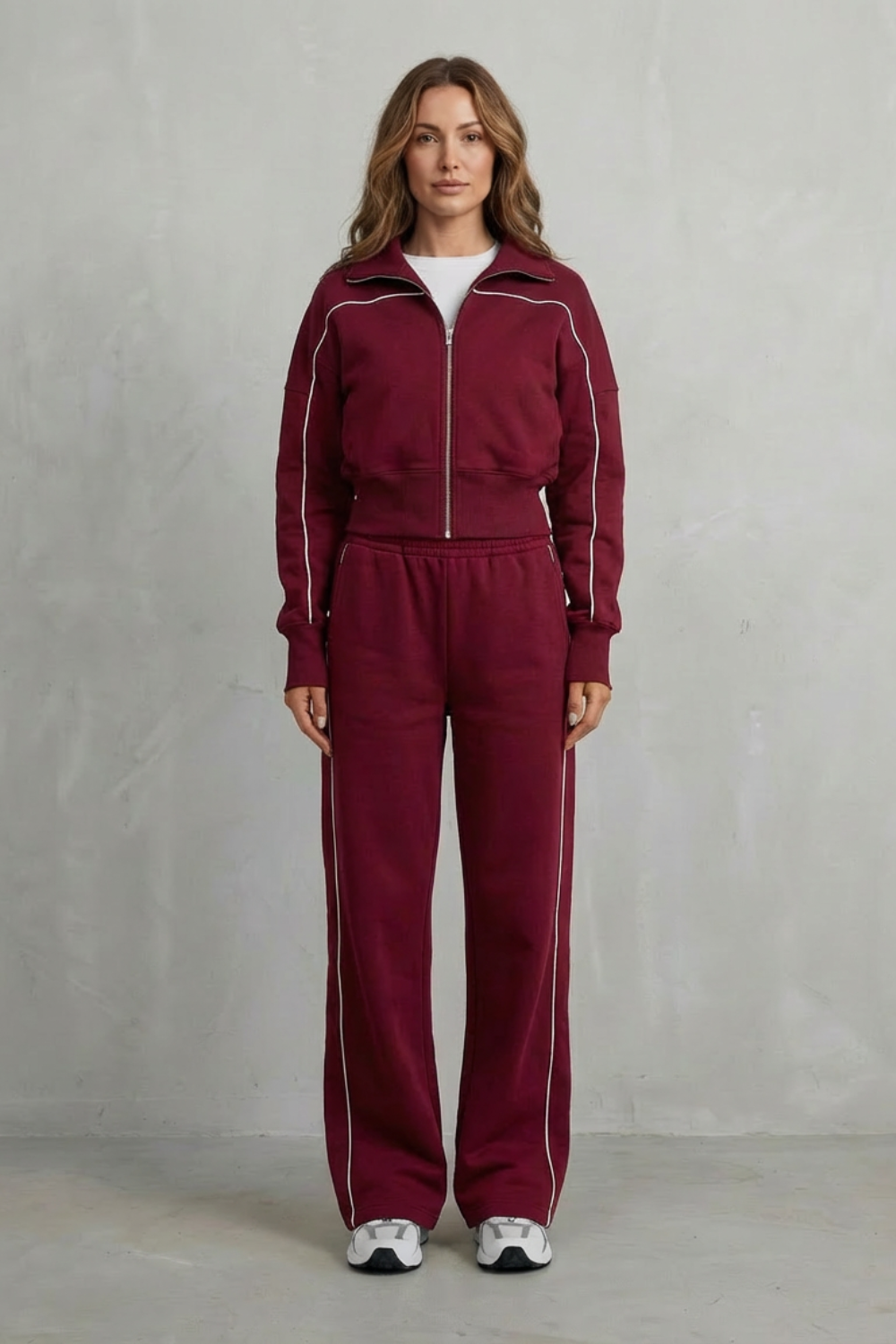 Savina – Urban Edge Piped Zip Jacket & Wide-Leg Pants Set-10508125569367-OLVIA ROSE LONDON