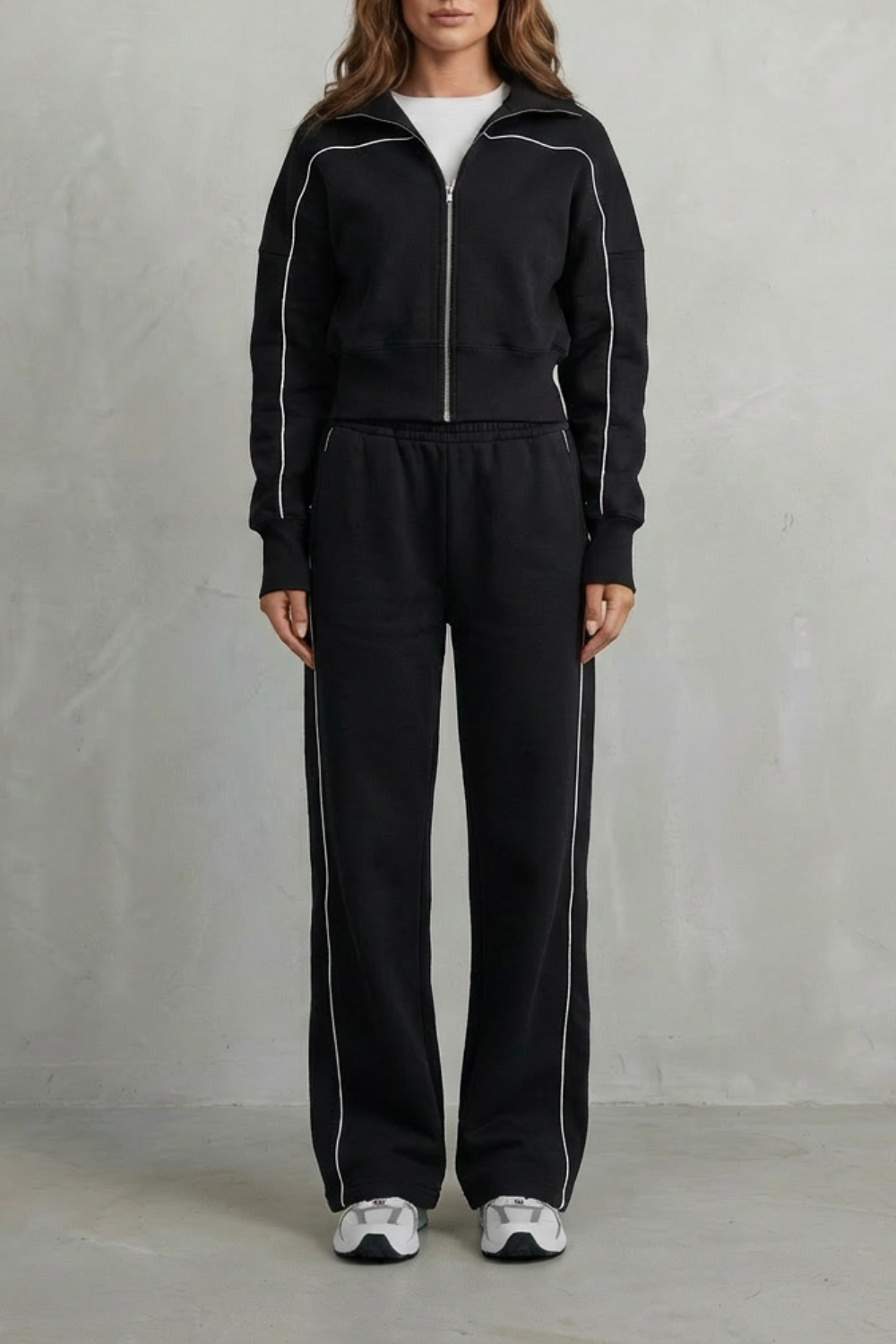 Savina – Urban Edge Piped Zip Jacket & Wide-Leg Pants Set-10508125569367-OLVIA ROSE LONDON