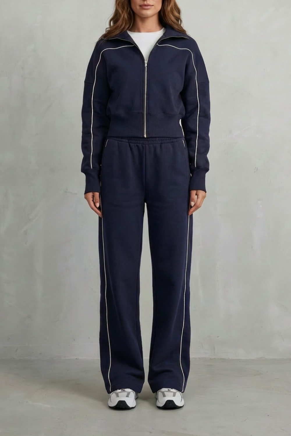 Savina – Urban Edge Piped Zip Jacket & Wide-Leg Pants Set-10508125569367-OLVIA ROSE LONDON