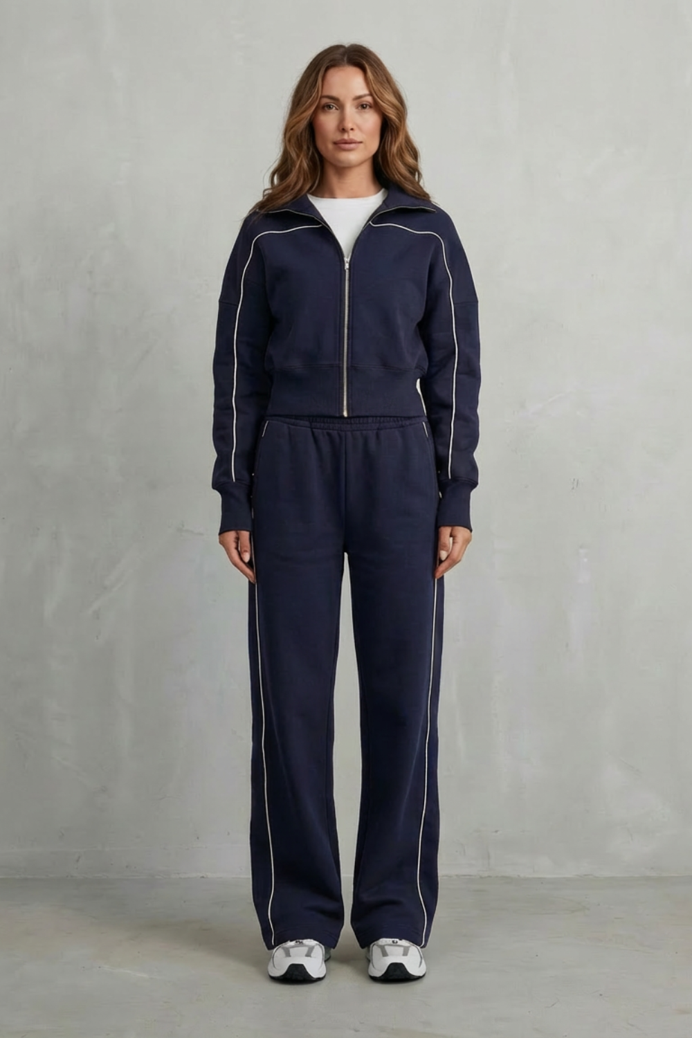 Savina – Urban Edge Piped Zip Jacket & Wide-Leg Pants Set-10508125569367-OLVIA ROSE LONDON