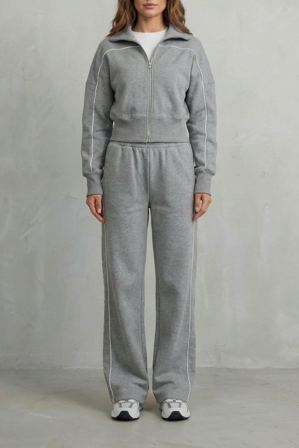 Savina – Urban Edge Piped Zip Jacket & Wide-Leg Pants Set-10508125569367-OLVIA ROSE LONDON