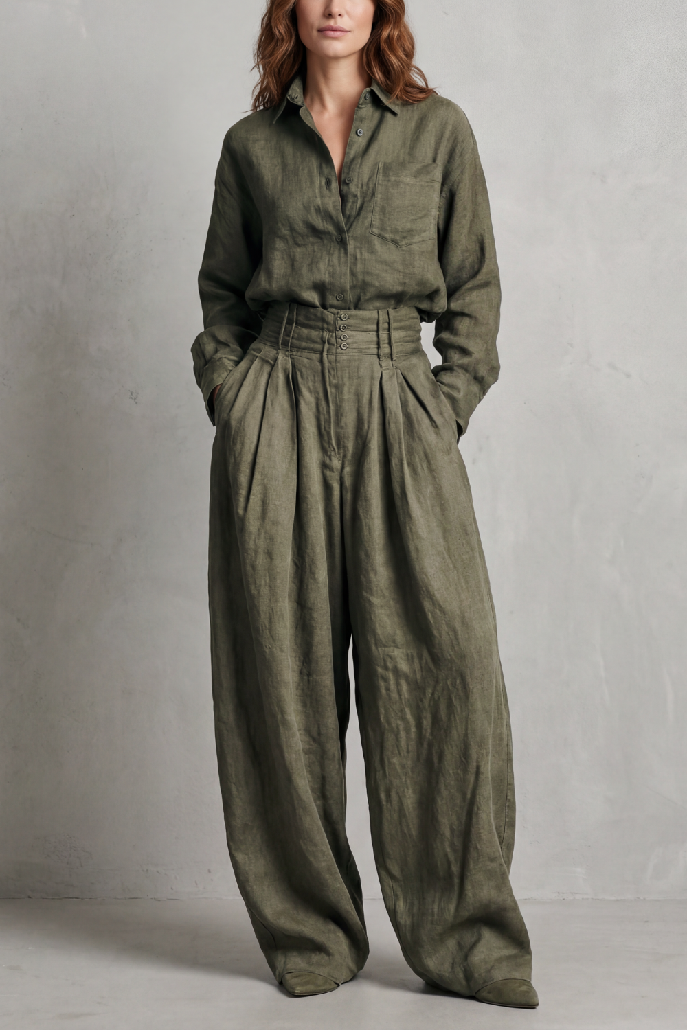 Savrielle – Relaxed neutral tailoring – Two-piece set-10483556483415-OLVIA ROSE LONDON