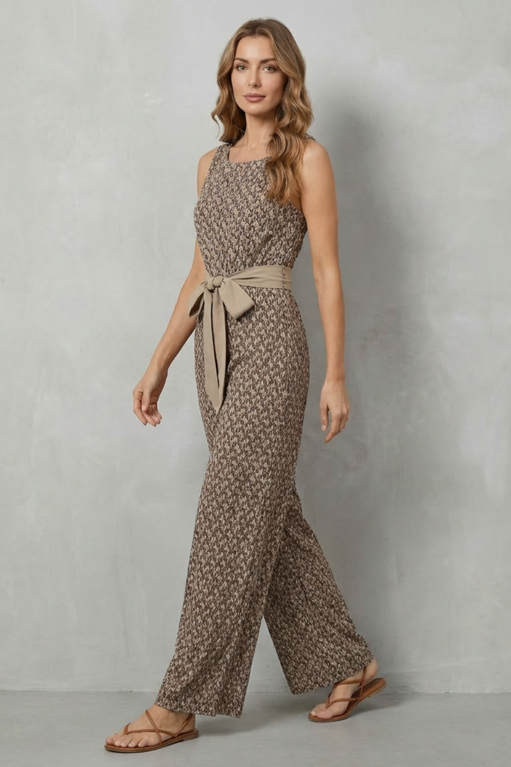 Solanette – Printed tie-waist – Sleeveless jumpsuit-10510448197975-OLVIA ROSE LONDON