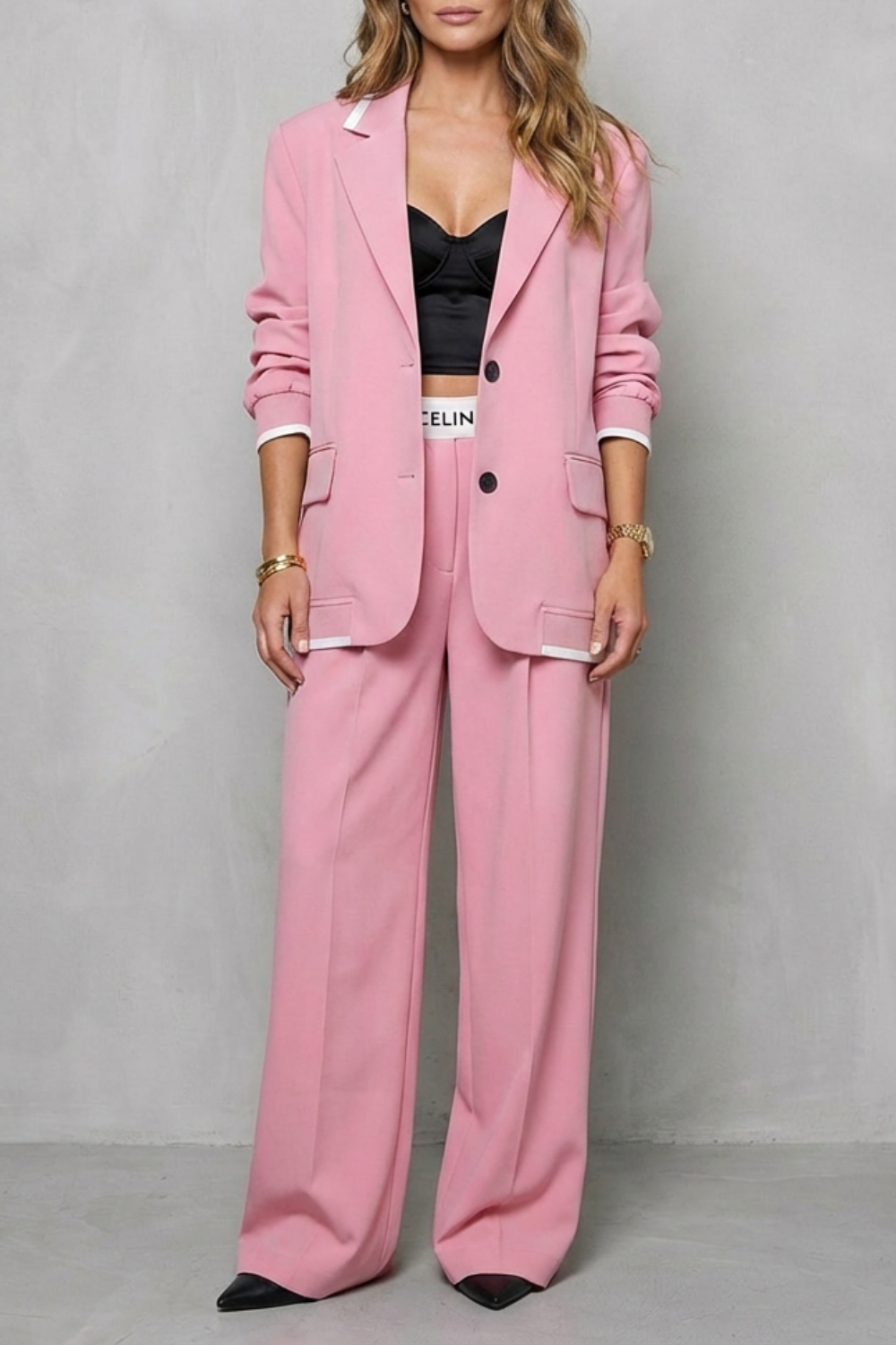 Talia – Elegant Wide-Leg Pantsuit Set – Autumn/Winter Two-Piece Power Look-10494046634327-OLVIA ROSE LONDON