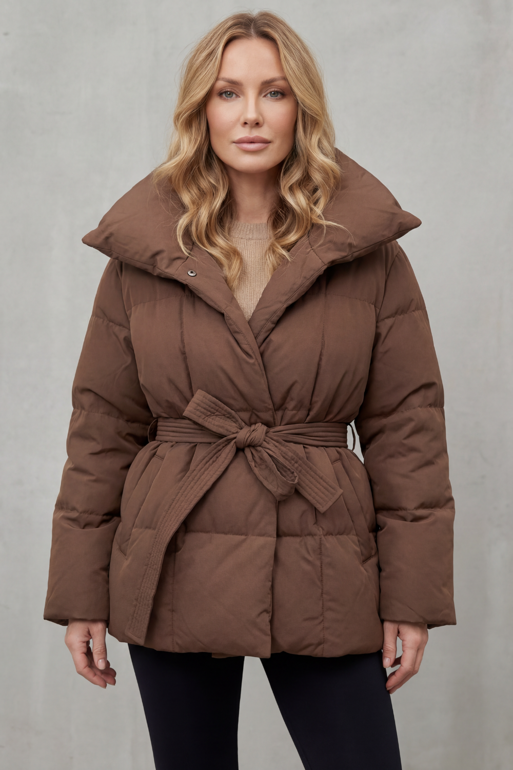 Valmira – Oversized collar – Belted puffer coat-10469897339223-OLVIA ROSE LONDON