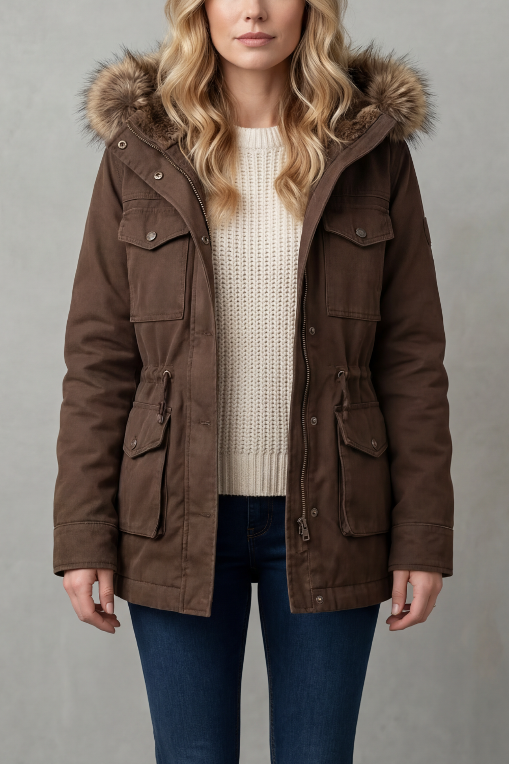 Vellière – Faux fur trim – Hooded parka coat-10481806344535-OLVIA ROSE LONDON